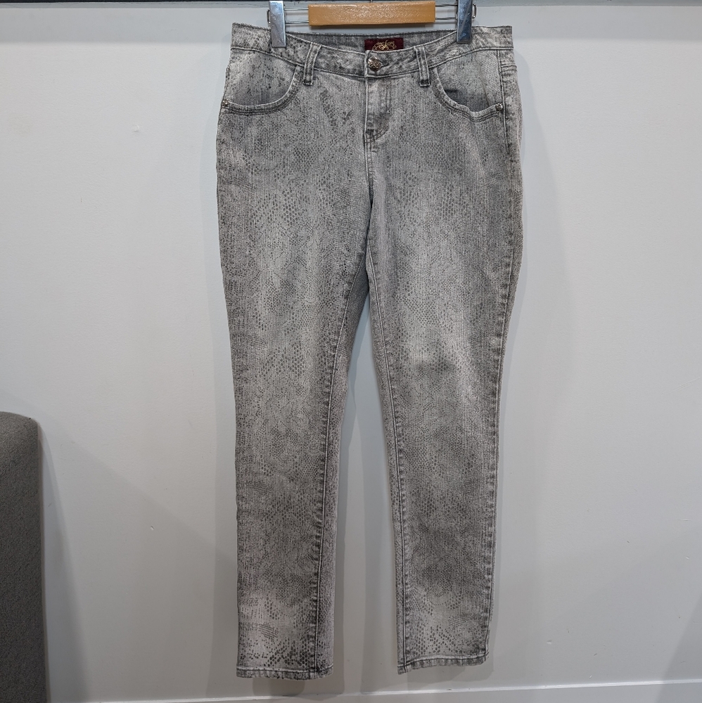 ONE 5 ONE | Women's Cool Gray Acid Design Straight Leg Jeans